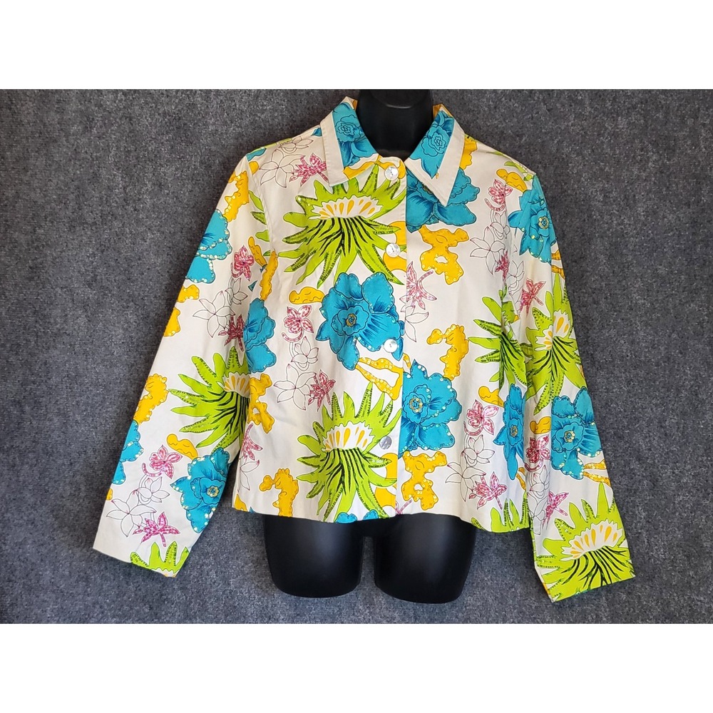 Catherine Stewart‎ Floral Sequin Jacket Women's Button Down Colorful Women XL